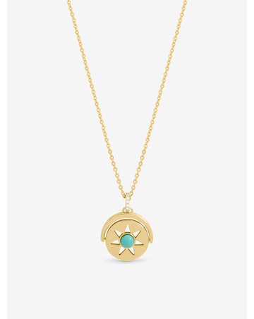 Inicio Gold Plated and Turquoise Celestial Spinner Pendant - Gift Pouch