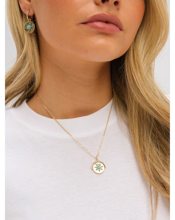 Inicio Gold Plated and Turquoise Celestial Spinner Pendant - Gift Pouch