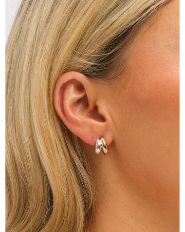 Jon Richard Two Tone Double Row Hoop Earrings