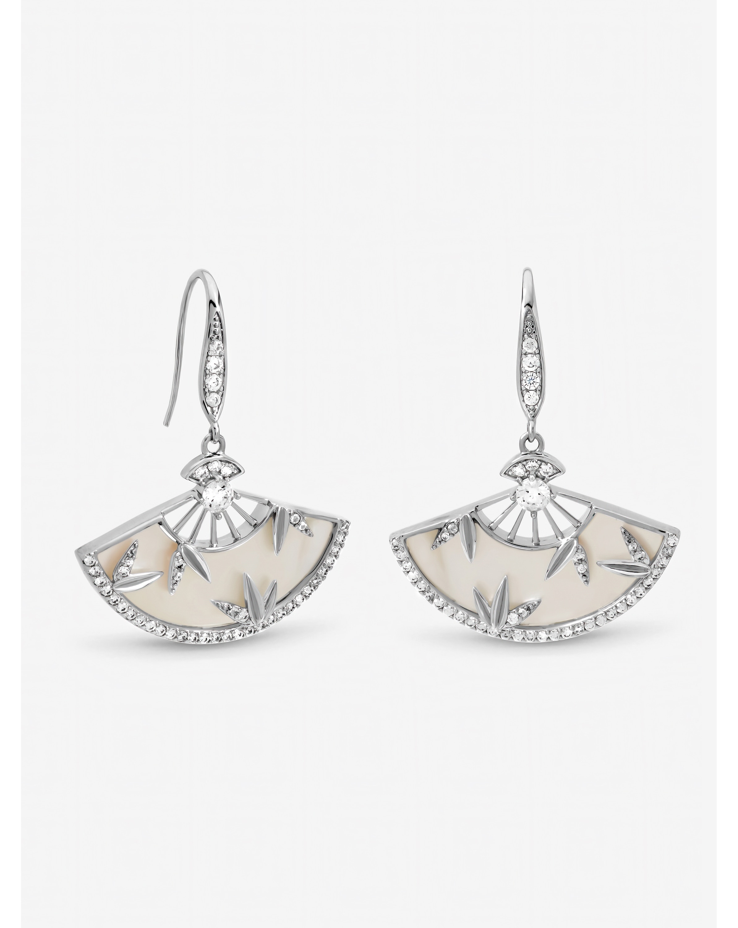 New In - Rhodium Plated Fan Earrings