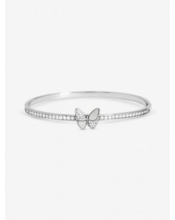 Jon Richard Rhodium Plated Pave and Mother of Pearl Butterfly Bangle