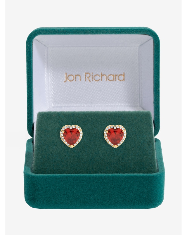 Jon Richard Gold Plated and Red Heart Earrings