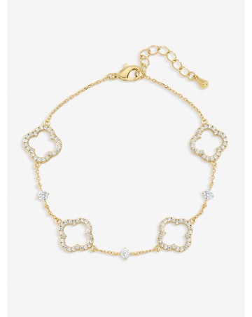 Jon Richard Gold Plated Pave and Crystal Open Clover Bracelet