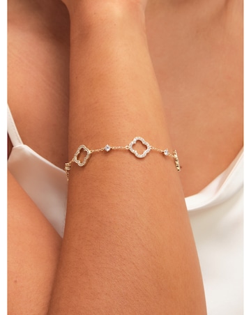 Jon Richard Gold Plated Pave and Crystal Open Clover Bracelet