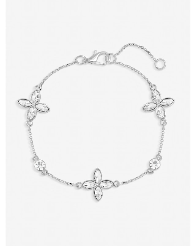 Jon Richard Silver Plated and Crystal Clover Bracelet
