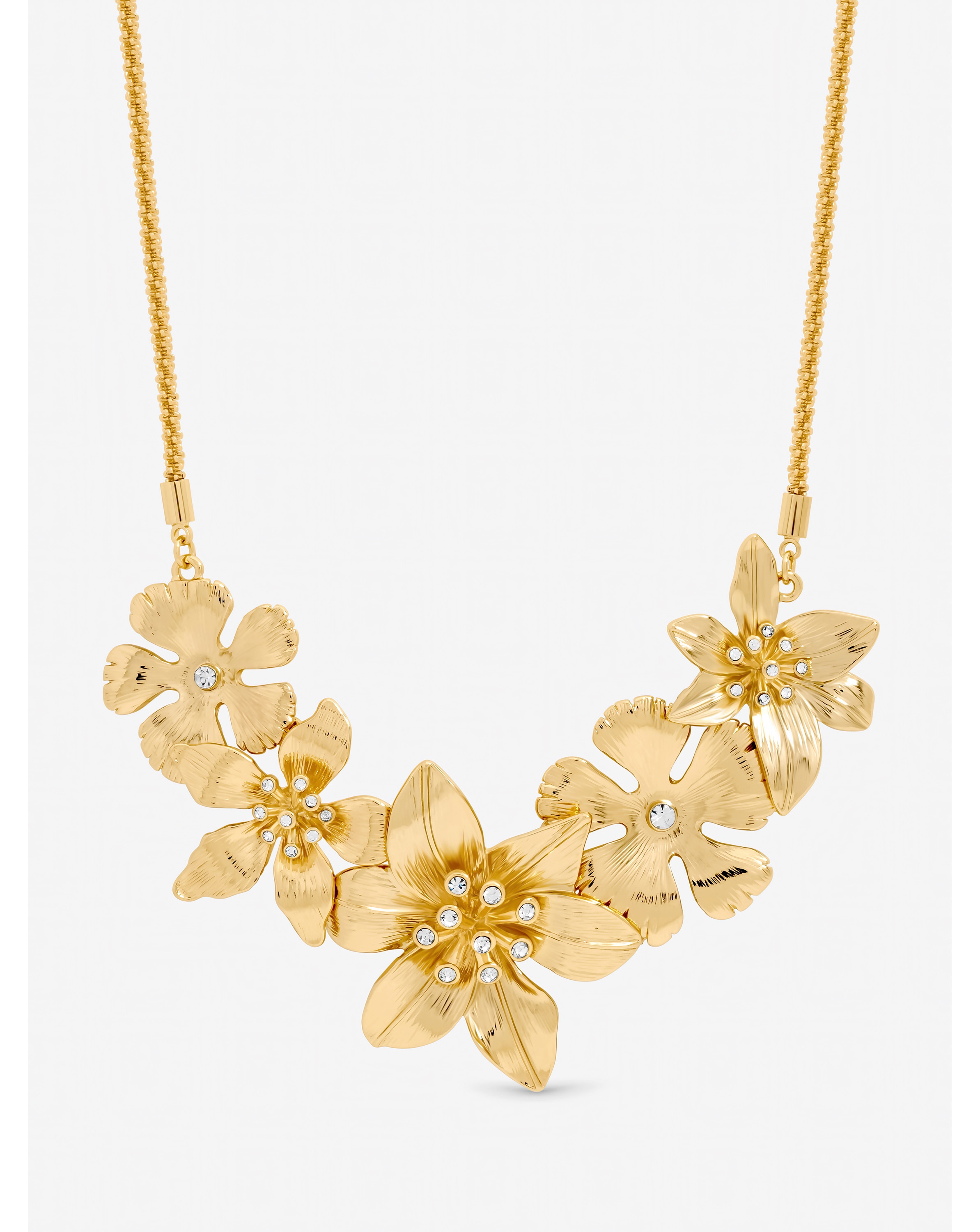New In - Gold Polished Statement Floral Necklace
