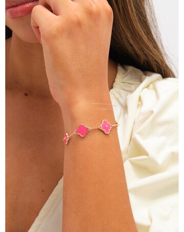 Mood Gold Plated and Coral Clover Bracelet