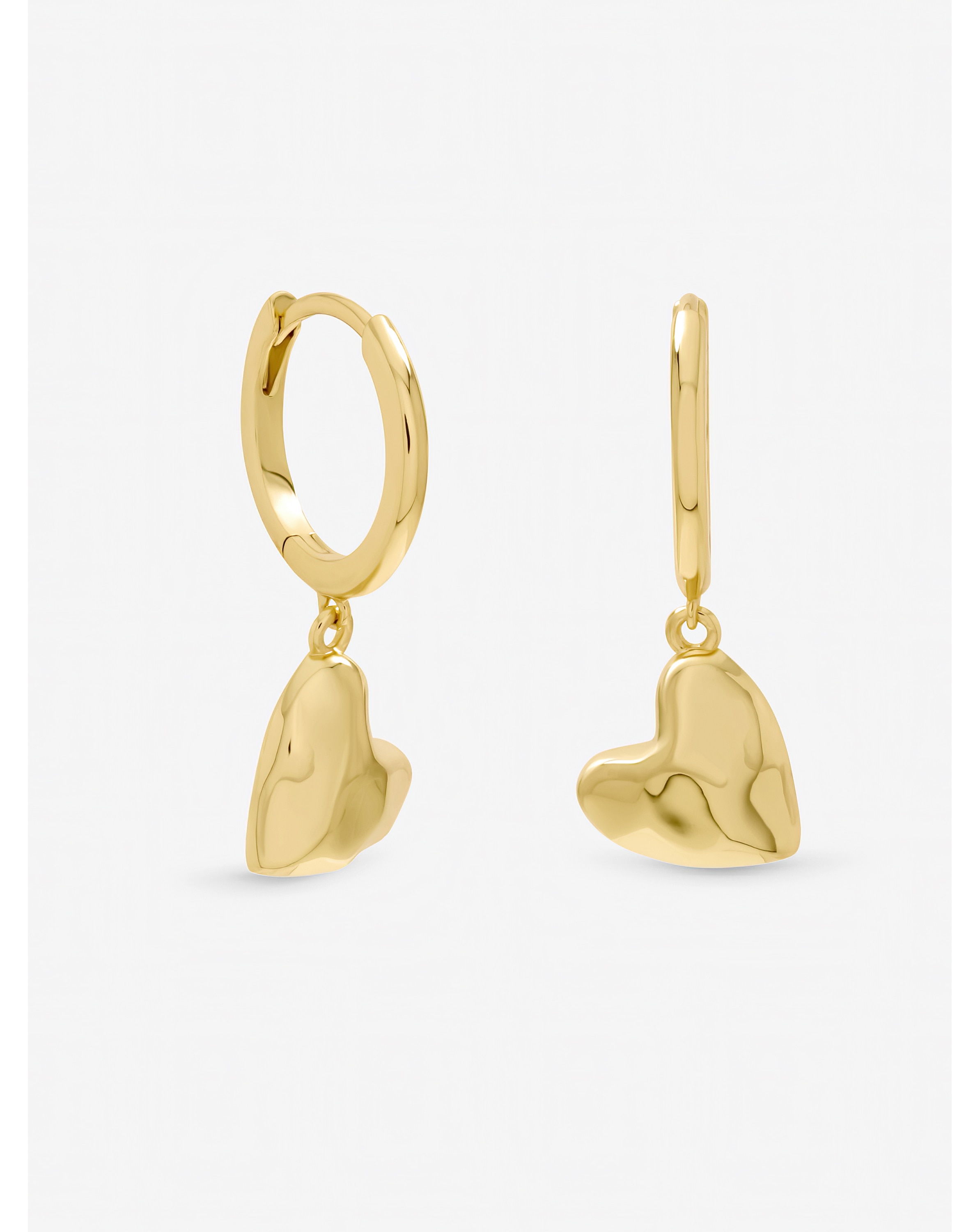 New In - Gold Plated Molton Heart Huggie Earrings