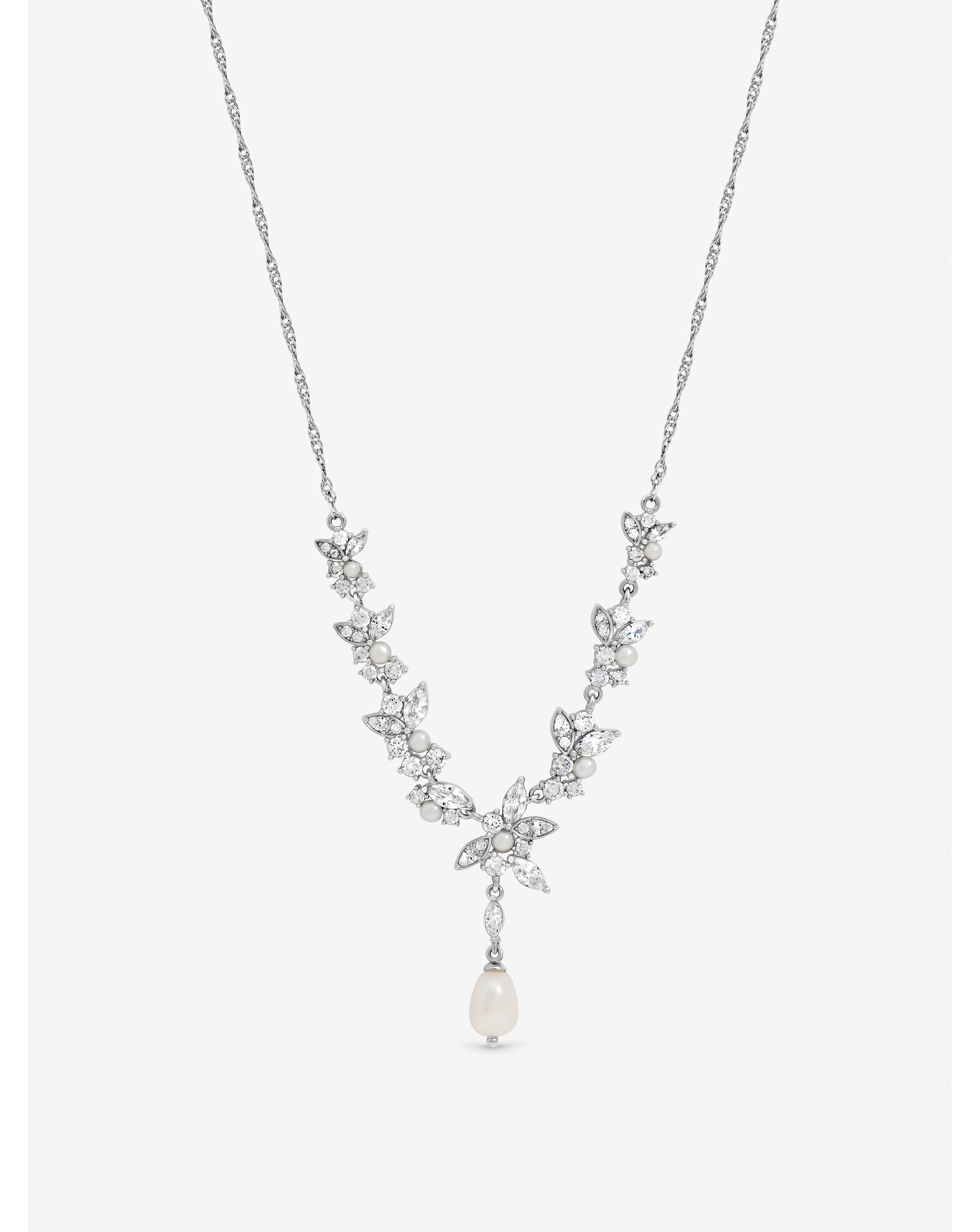 New In - Rhodium Freshweater Pearl Necklace