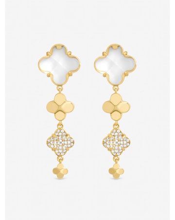Jon Richard Gold Polished and Crystal Clover Earrings