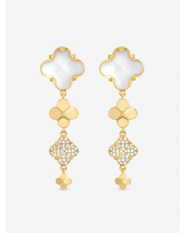 Jon Richard Gold Polished and Crystal Clover Earrings