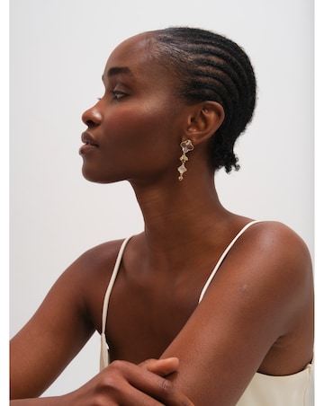 Jon Richard Gold Polished and Crystal Clover Earrings