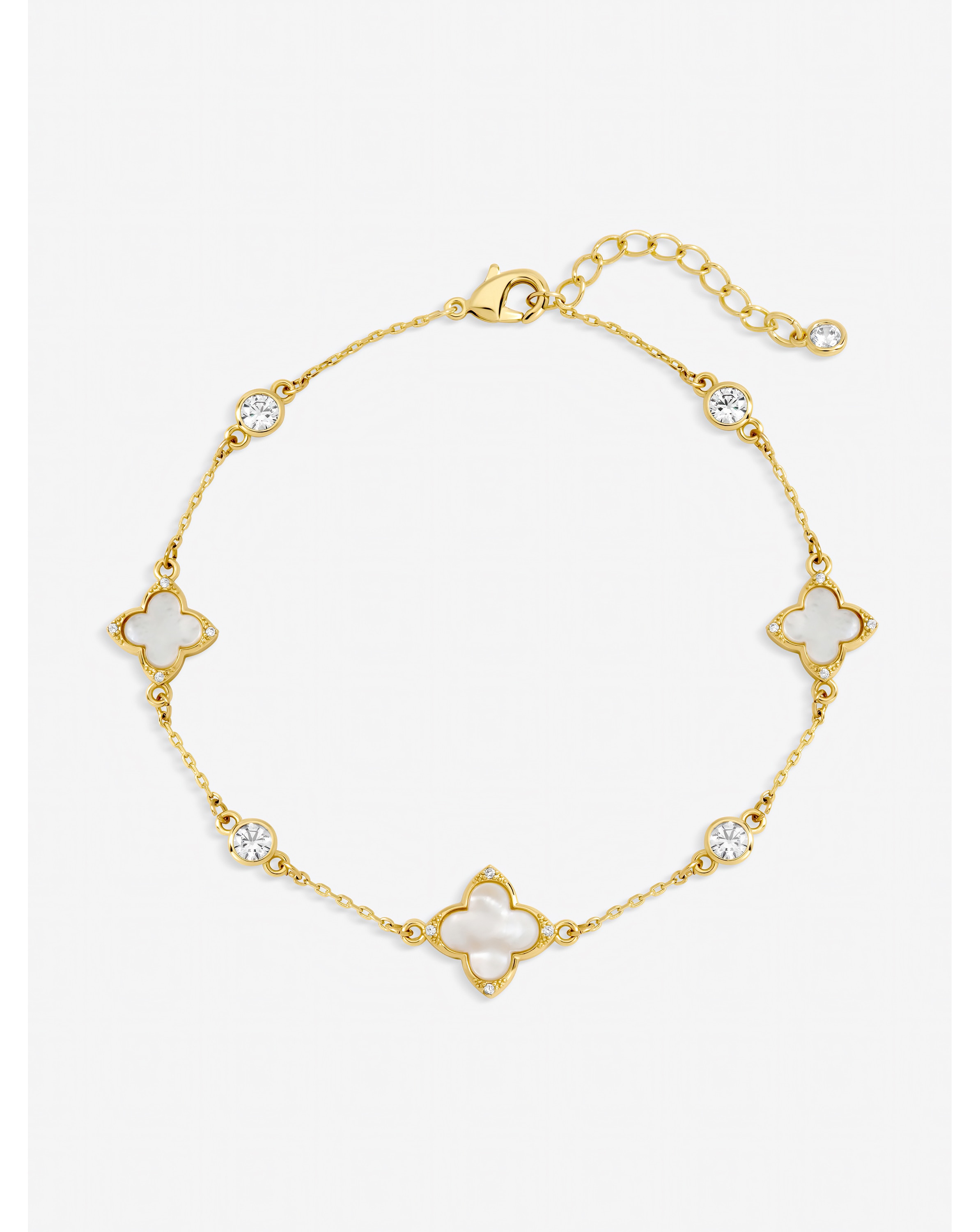 New In - Gold Plated & Crystal Clover Bracelet