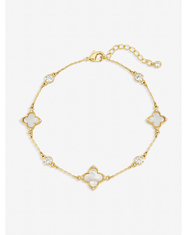 Jon Richard Gold Plated Mother of Pearl and Crystal Clover Bracelet