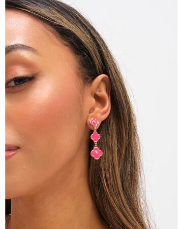 Mood Gold Plated and Coral Clover Drop Earrings