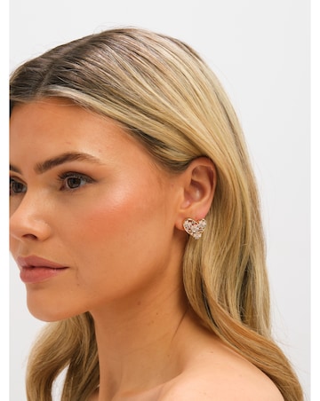 Jon Richard Gold Plated Floral Encrusted Heart Clip Earrings