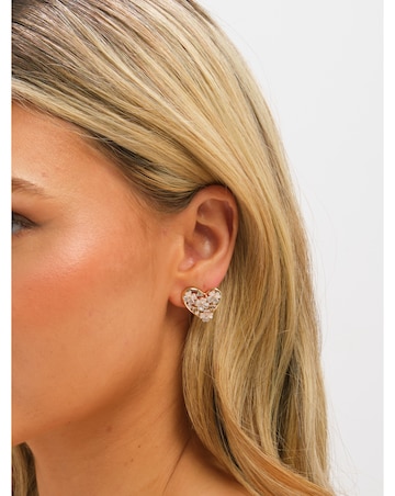 Jon Richard Gold Plated Floral Encrusted Heart Clip Earrings