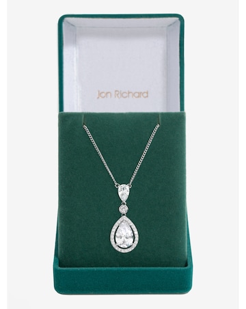 Jon Richard Rhodium Plated Cubic Zirconia Pendant Necklace