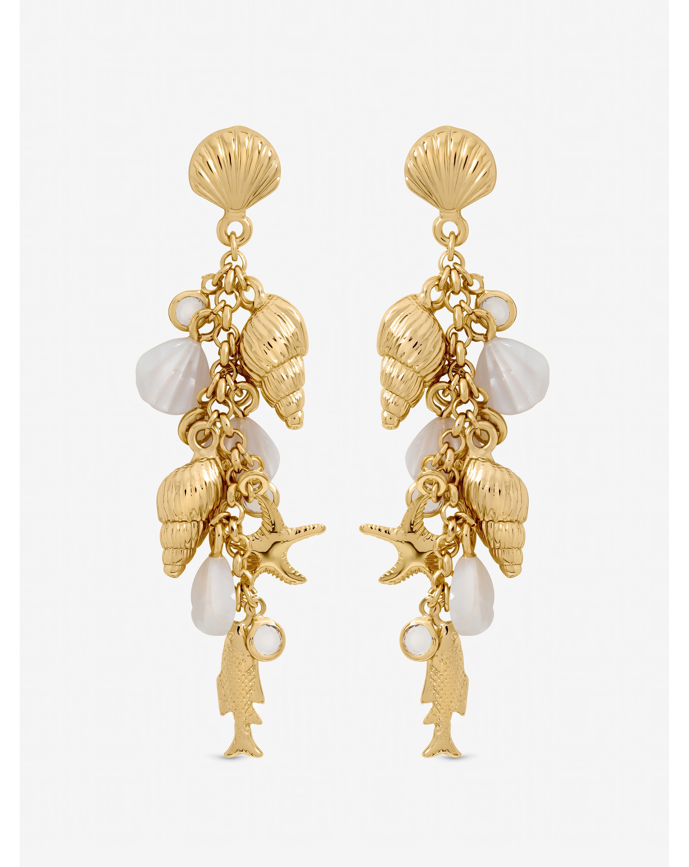 Gold Plated Droplet Shell Earrings