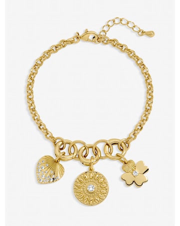 Inicio Gold Plated Multi Charm Bracelet - Gift Pouch