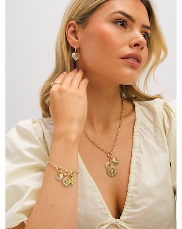 Inicio Gold Plated Multi Charm Bracelet - Gift Pouch