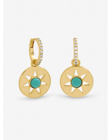 Inicio Gold Plated and Turquoise Celestial Earrings - Gift Pouch