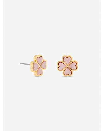 Jon Richard Gold Plated and Pink Heart Clover Stud Earrings