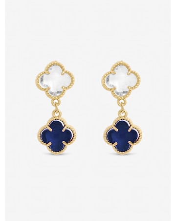 Jon Richard Silver Plated Sapphire and Crystal Clover Drop Earrings