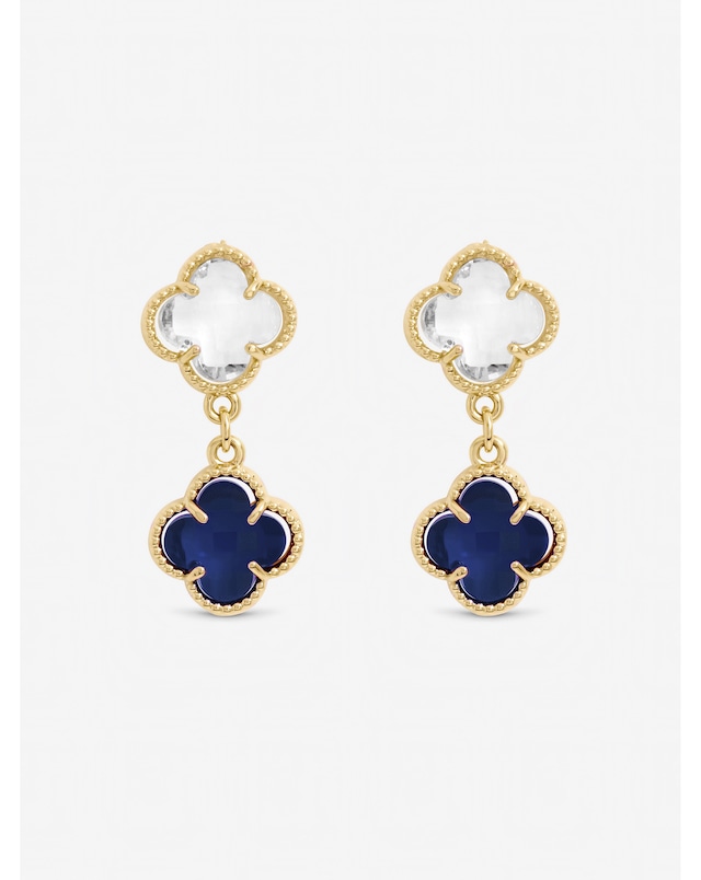 Jon Richard Silver Plated Sapphire and Crystal Clover Drop Earrings