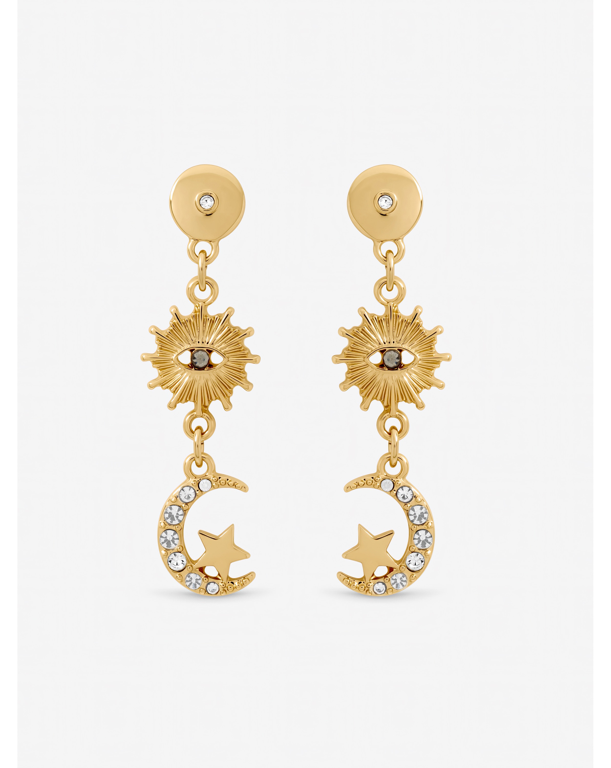 New In - Gold Plated Evil Eye Celestial Earrings