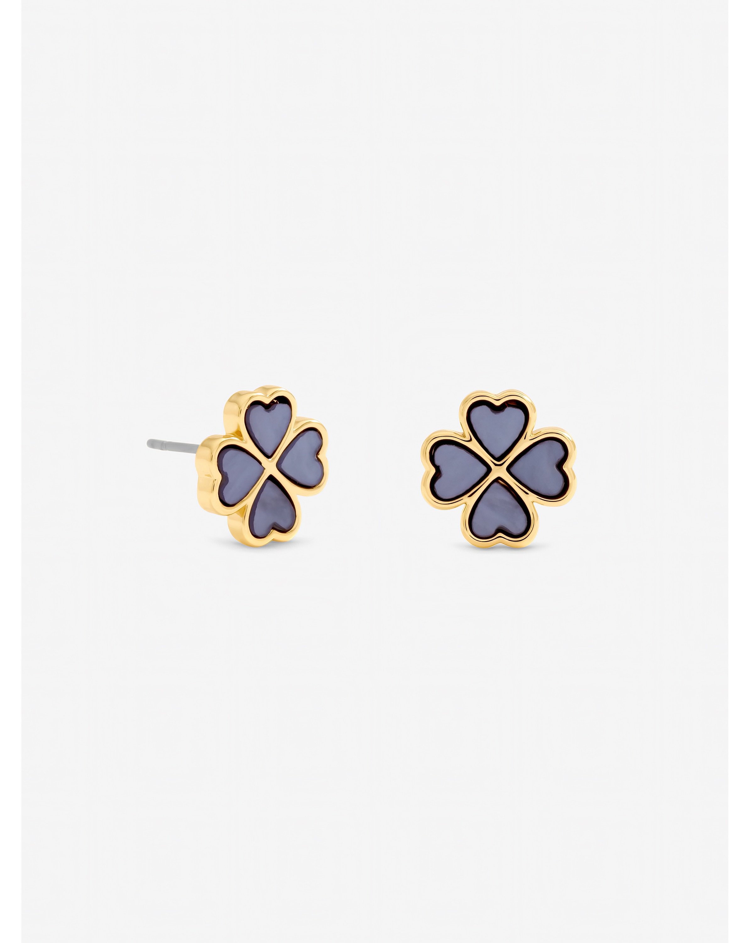 Gold Plated Lilac Clover Heart Studs