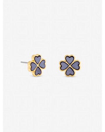 Jon Richard Gold Plated and Lilac Clover Heart Stud Earrings