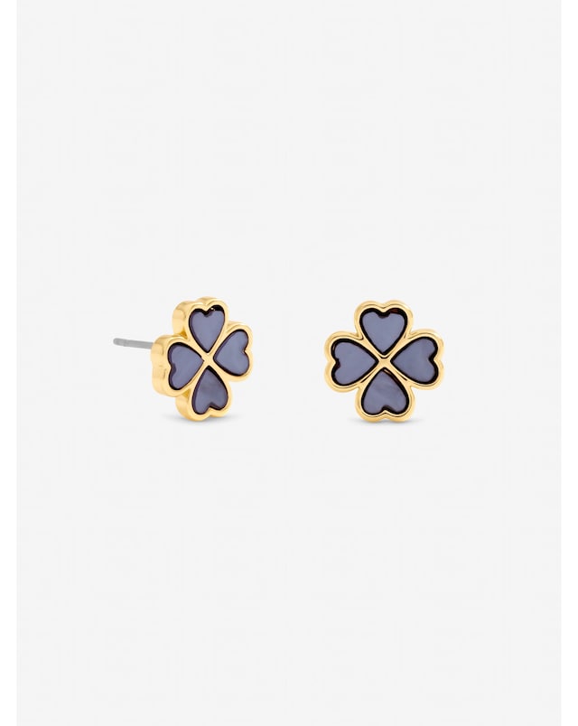 Jon Richard Gold Plated and Lilac Clover Heart Stud Earrings