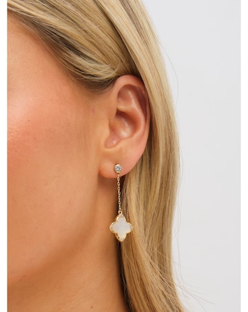 Jon Richard Gold Plated Mother of Pearl and Pearl Drop Clover Earrings