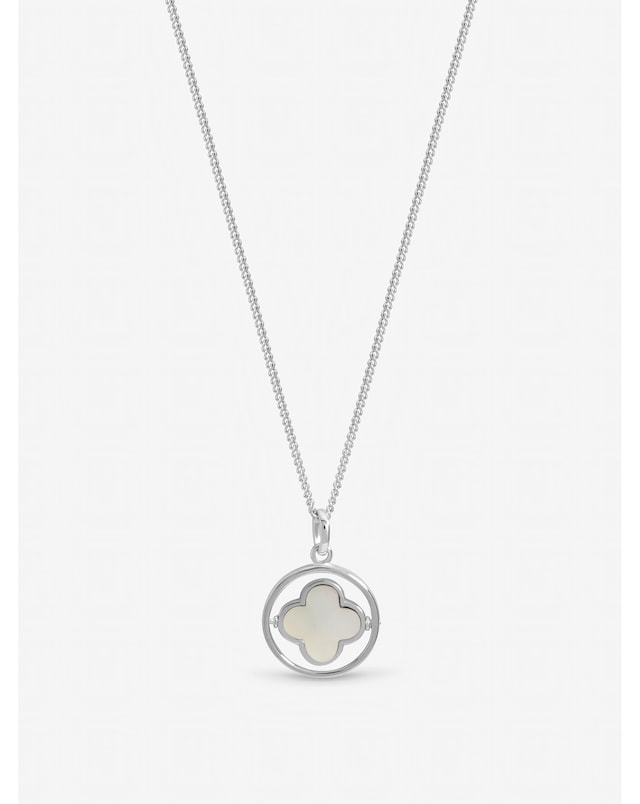 Inicio Sterling Silver Plated Mother of Pearl Clover Pendant - Gift Pouch
