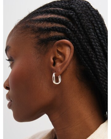 Inicio Sterling Silver Plated Polished Fluid Twist Hoops