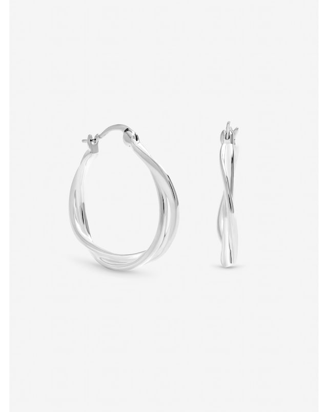 Inicio Sterling Silver Plated Polished Twist Hoop Earrings