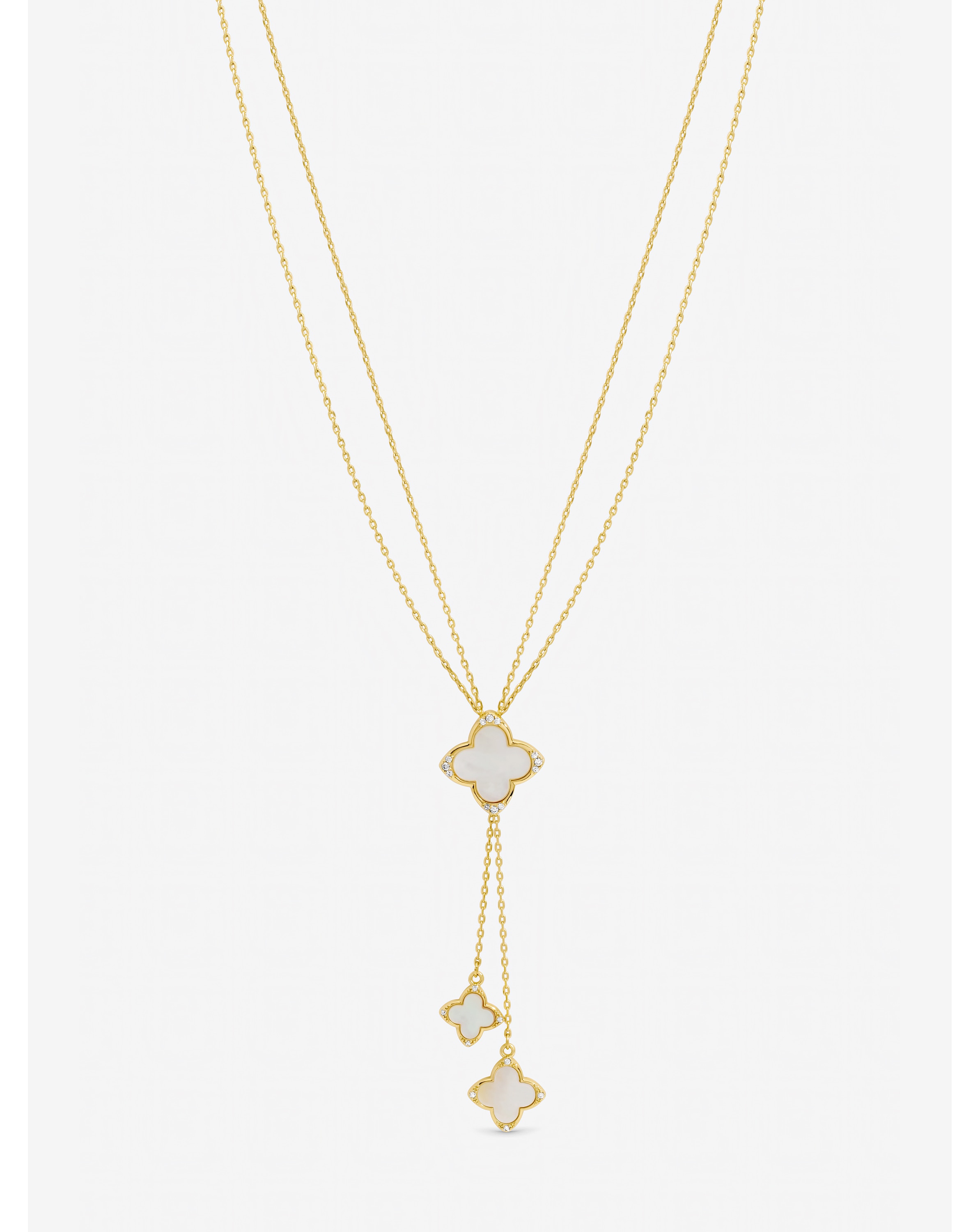 New In - Gold Plated Crystal Clover Y-Necklace