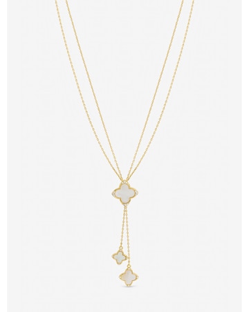 Jon Richard Gold Plated Mother of Pearl and Crystal Clover Y-Necklace