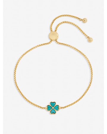 Jon Richard Gold Plated and Turquoise Enamel Heart Clover Toggle Bracelet