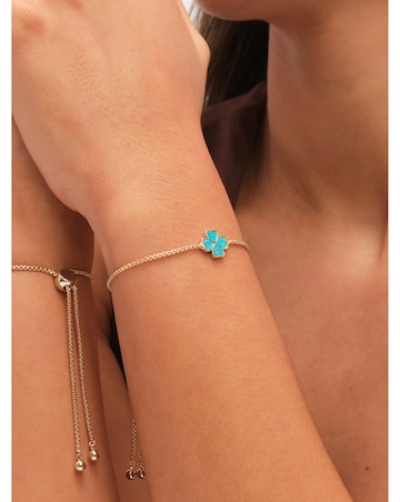 Jon Richard Gold Plated and Turquoise Enamel Heart Clover Toggle Bracelet