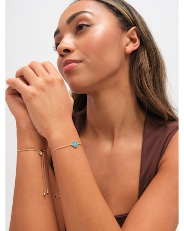 Jon Richard Gold Plated and Turquoise Enamel Heart Clover Toggle Bracelet