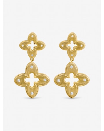 Jon Richard Gold Plated Textured Crystal Clover Earrings