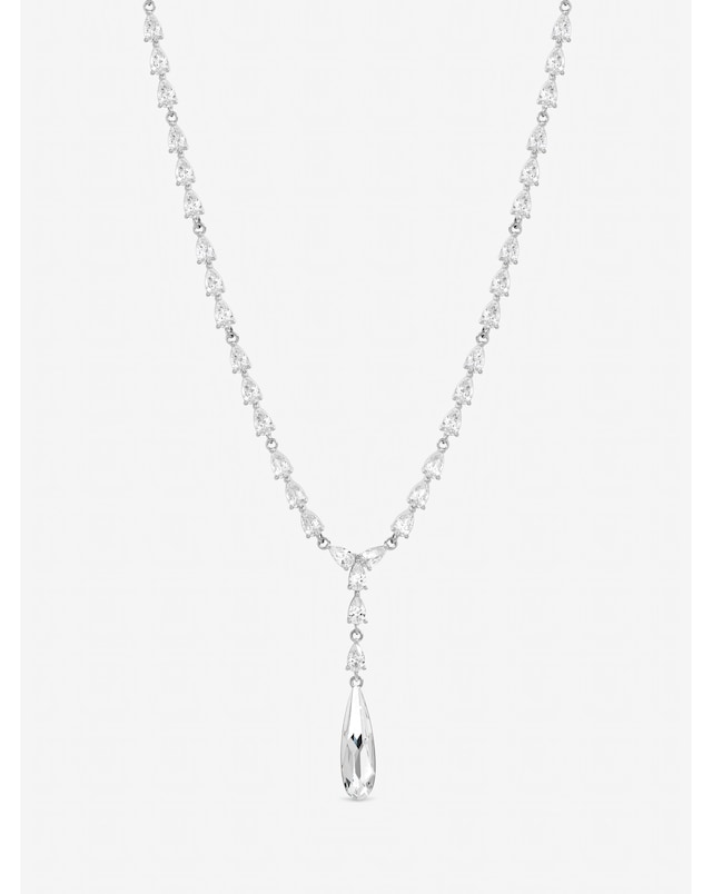 Jon Richard Rhodium Plated Linear Pear Drop Y-Necklace