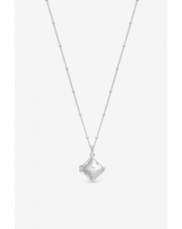 Inicio Sterling Silver Plated Satin Clover Locket - Gift Pouch