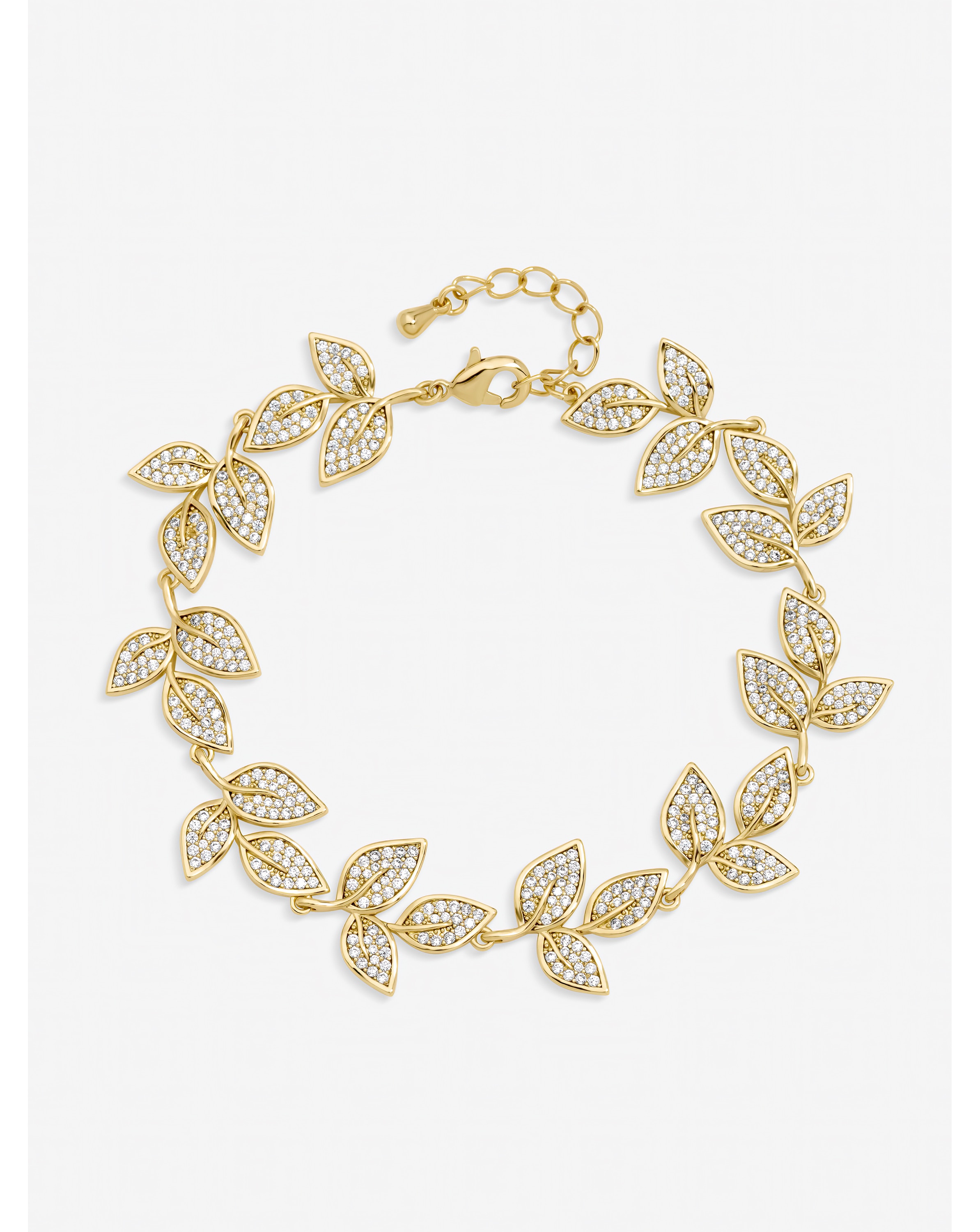 New In - Gold Plated Cubic Zirconia Leaf Bracelet