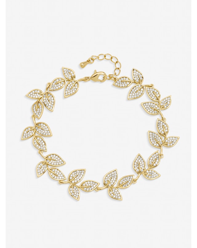 Jon Richard Gold Plated and Cubic Zirconia Leaf Bracelet
