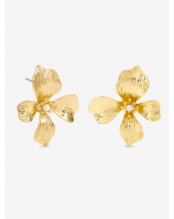 Jon Richard Gold Plated and Pearl Statement Flower Clip Earrings