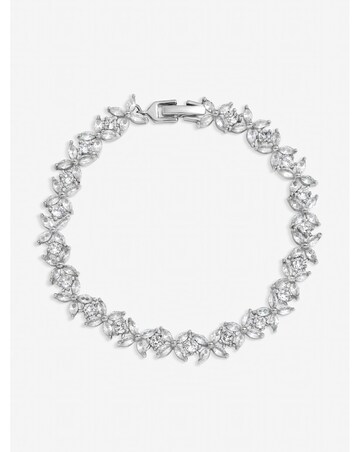 Jon Richard Rhodium Plated Cubic Zirconia Floral Bracelet