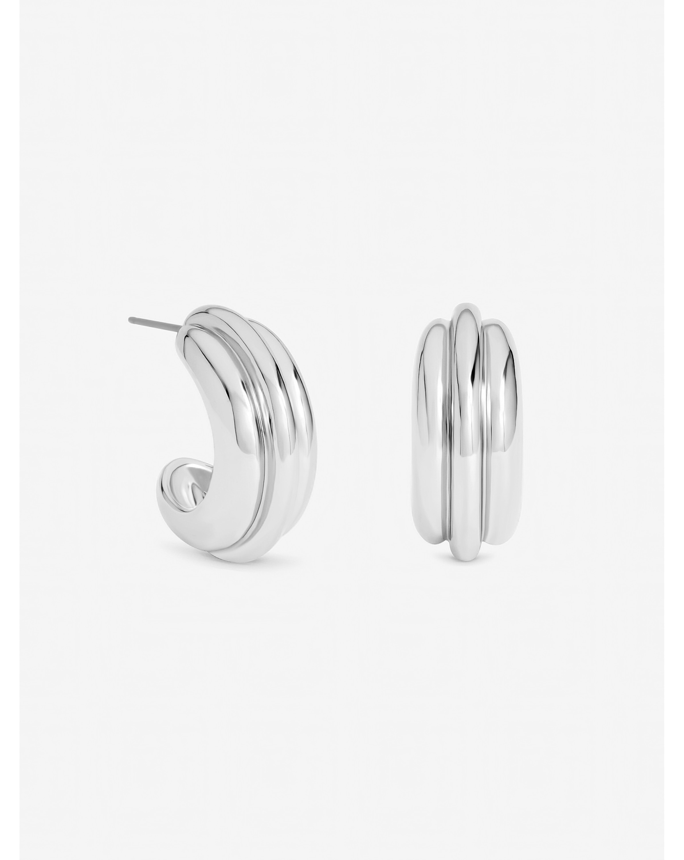 New In - Mood Silver Plated Chubby Hoop Earrings